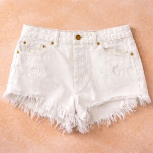 Forever 21 White Distressed Jean Shorts - Women’s Size 28